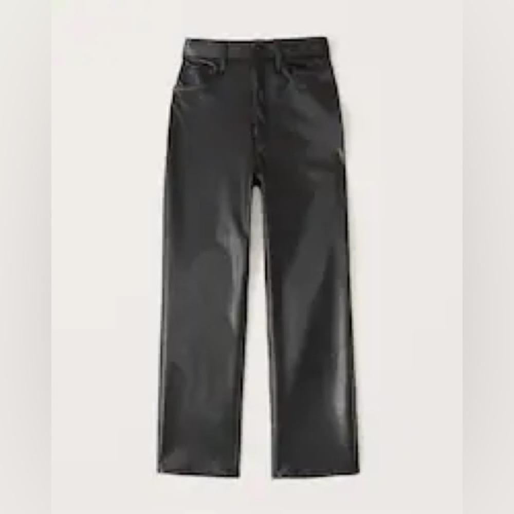 Vegan Leather Ankle Straight Pants
